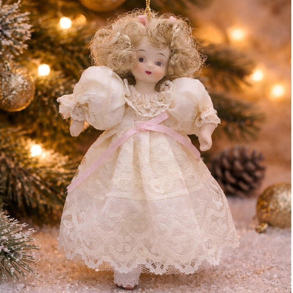 1984 Kurt Adler Gramercy Park Porcelain Doll Lace Dress 6 Inch