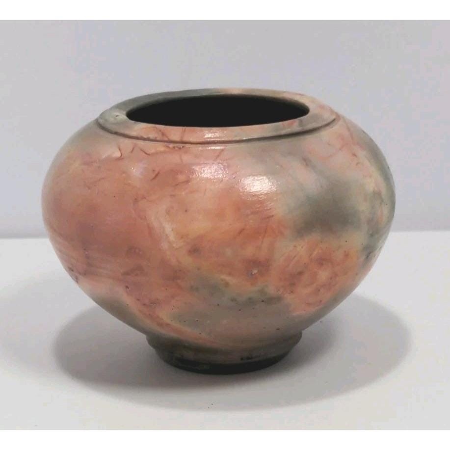 Vintage Studio Pottery Vase Artist Signed Pink Gray Glaze Vase