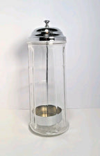 Glass Straw Holder With Chrome Plated Lid Barber Comb Holder Jar