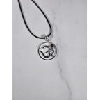 Vintage Sterling Silver Om Pendant with Purple Stone Necklace