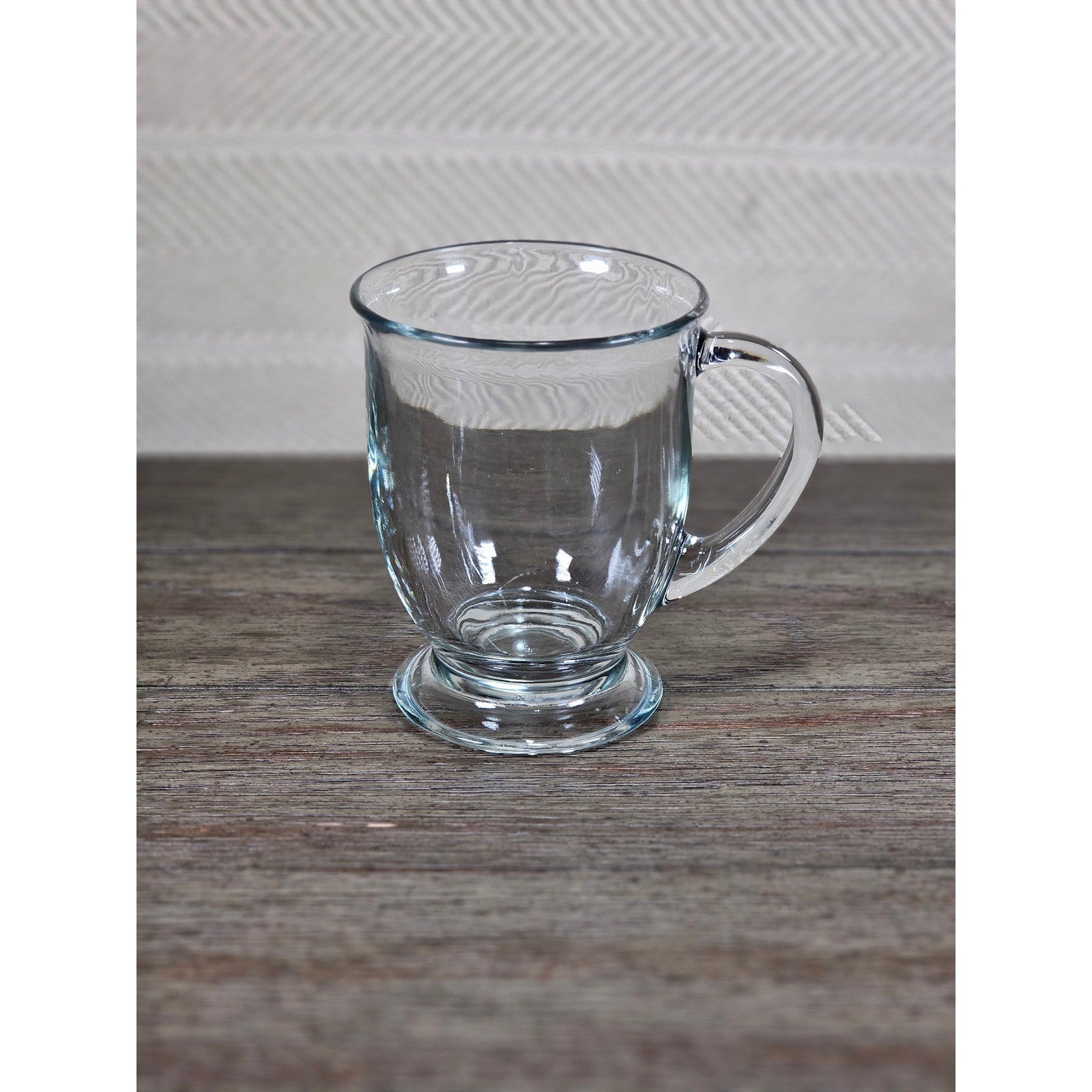 Vintage Anchor Clear Glass Footed Mug USA Made Coffee Tea Cup
