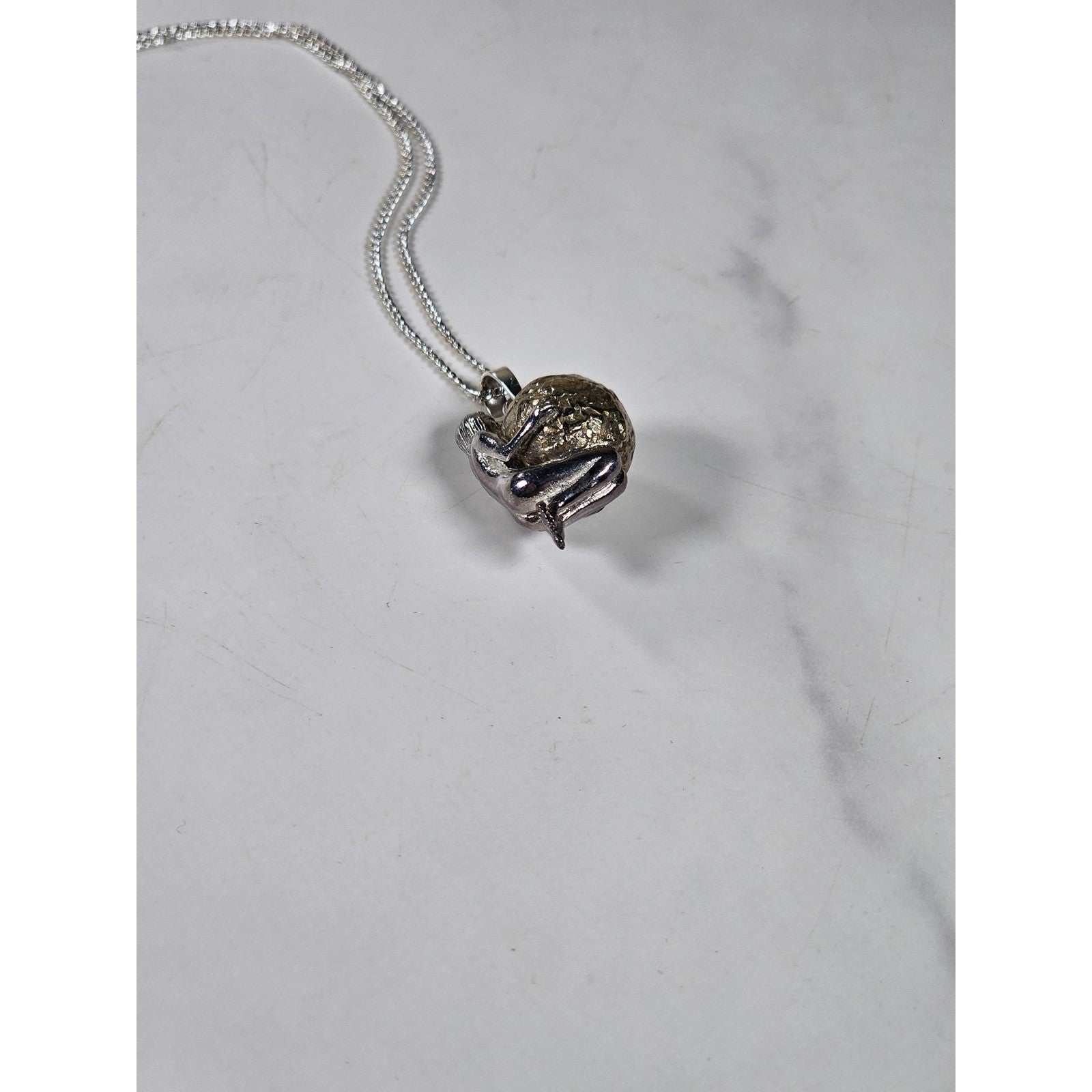 Vintage Harmony Ball Necklace Jingle Pendant Silver Tone