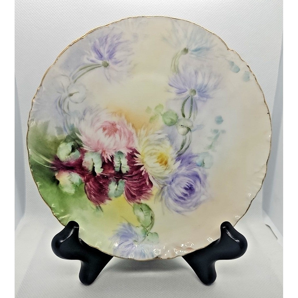 Antique Hand Painted RC Versailles Bavaria Floral Porcelain Plate with Gold Rim