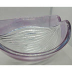 Vintage Ribbed Glass Bowl Purple Satin Edge Serving Dish