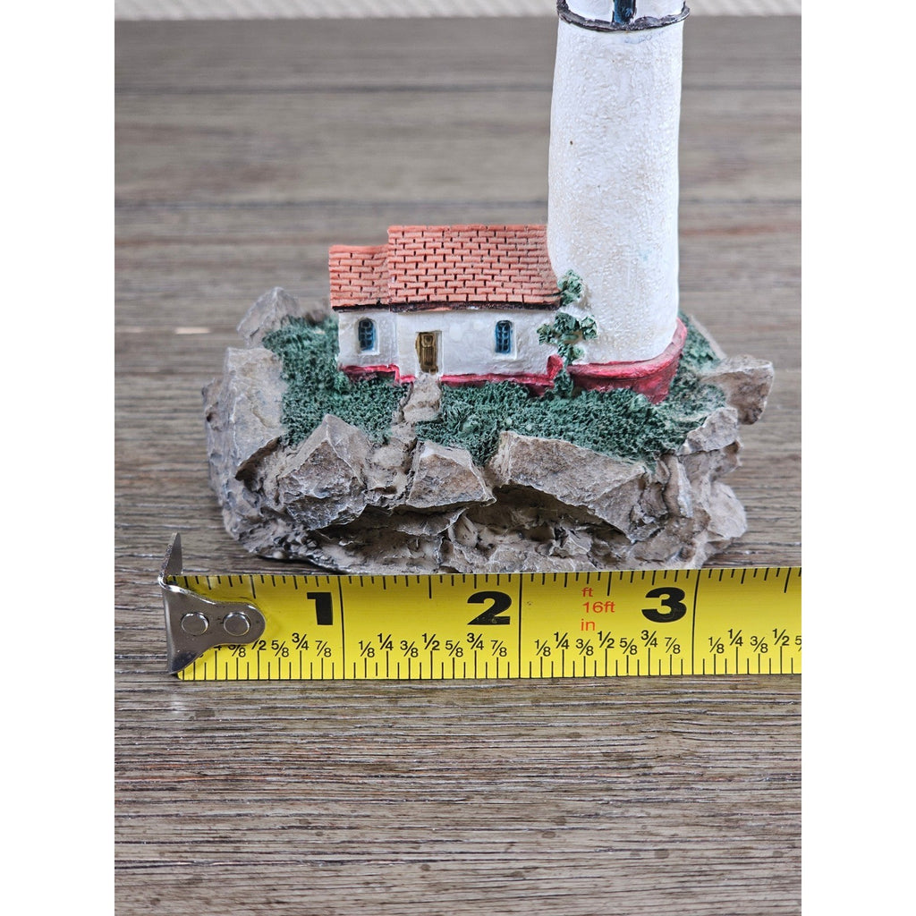 Miniature Lighthouse Figurine Hollow Resin Coastal Decor 4 Inch Nautical