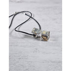 Vintage Religious Cube Pendant Necklace Cross & Praying Hands