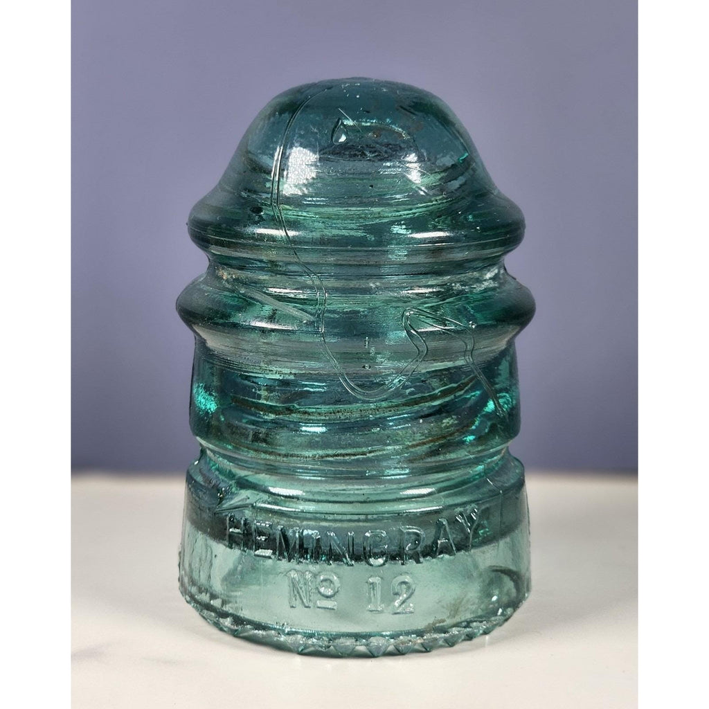Vintage Hemingray No 12 Glass Insulator Aqua Blue 1893 Patent