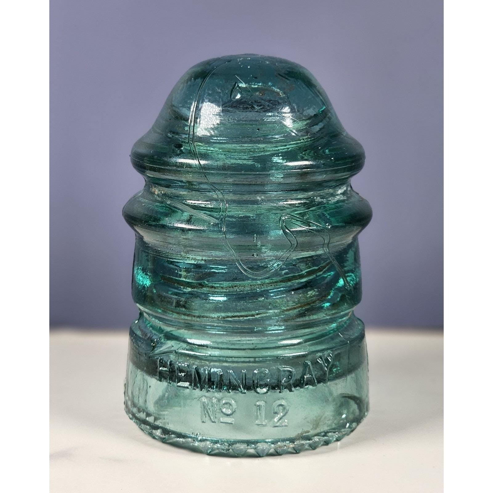 Vintage Hemingray No 12 Glass Insulator Aqua Blue 1893 Patent