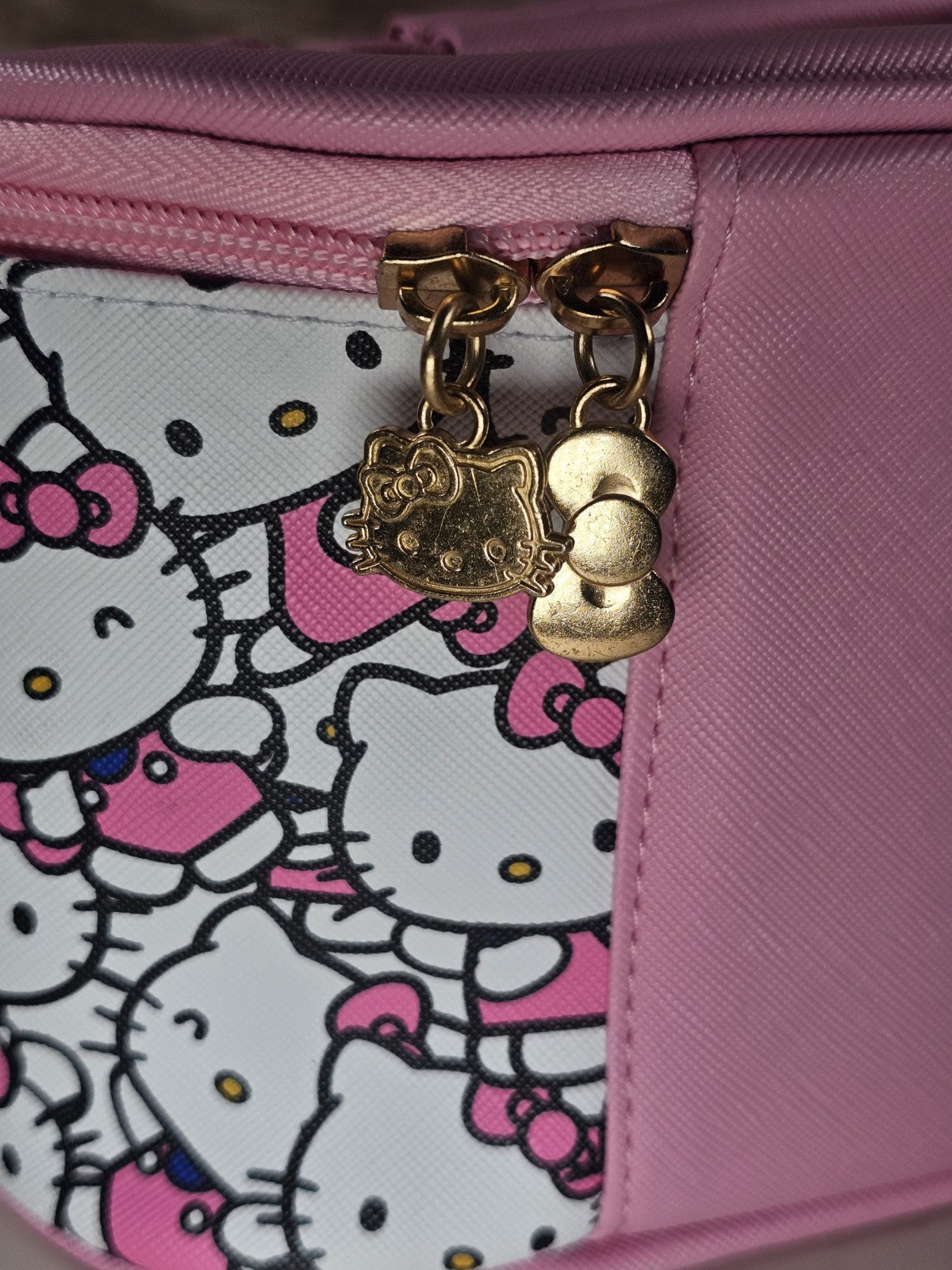 Hello Kitty Pink Cosmetic Case – Sanrio Travel Makeup Bag with Zipper & Charm