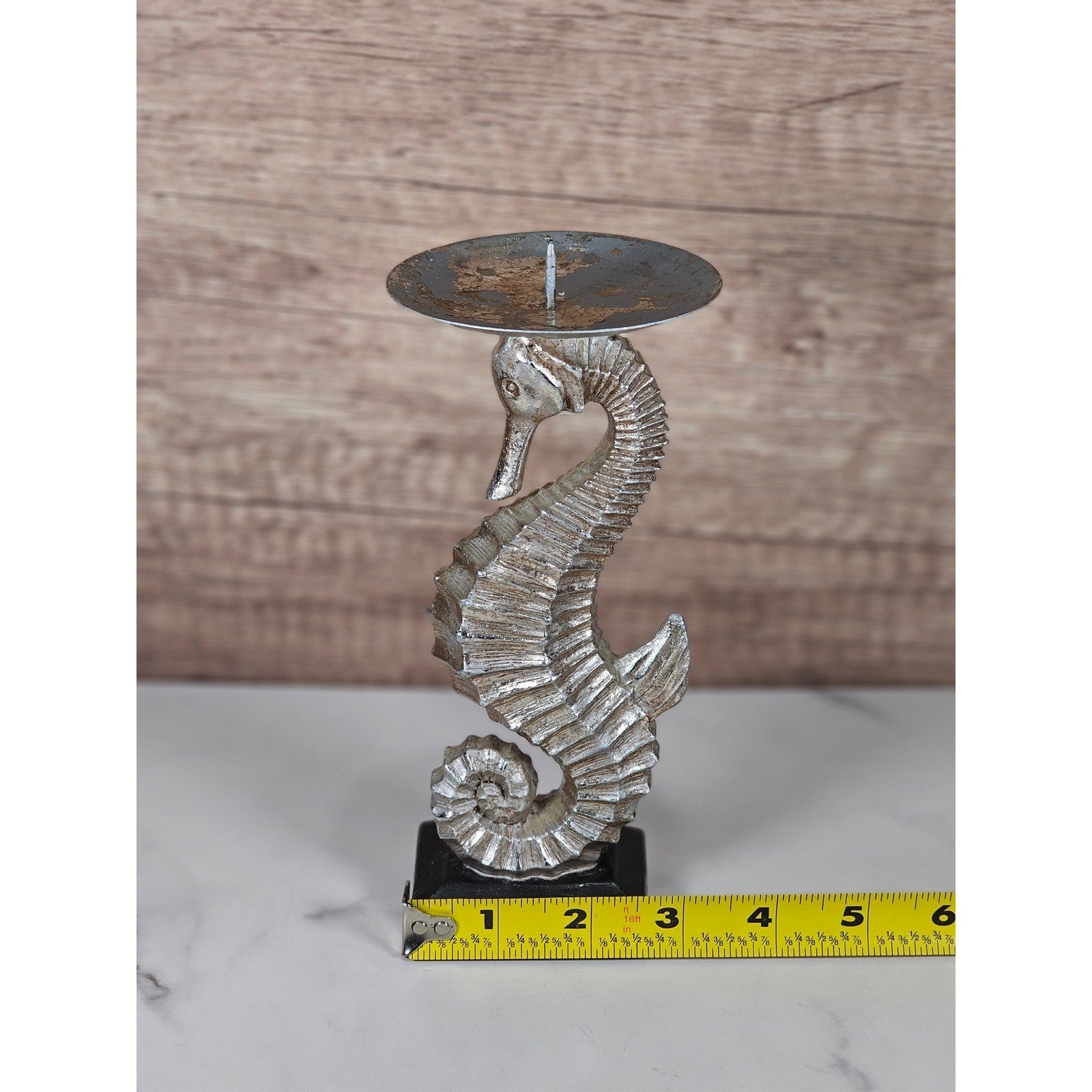 Vintage Seahorse Holder – Coastal Nautical Metal Decor – 7.5"x3"