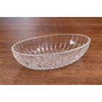 Vintage Cut Crystal Oval Bowl Starburst Pattern Textured Sides