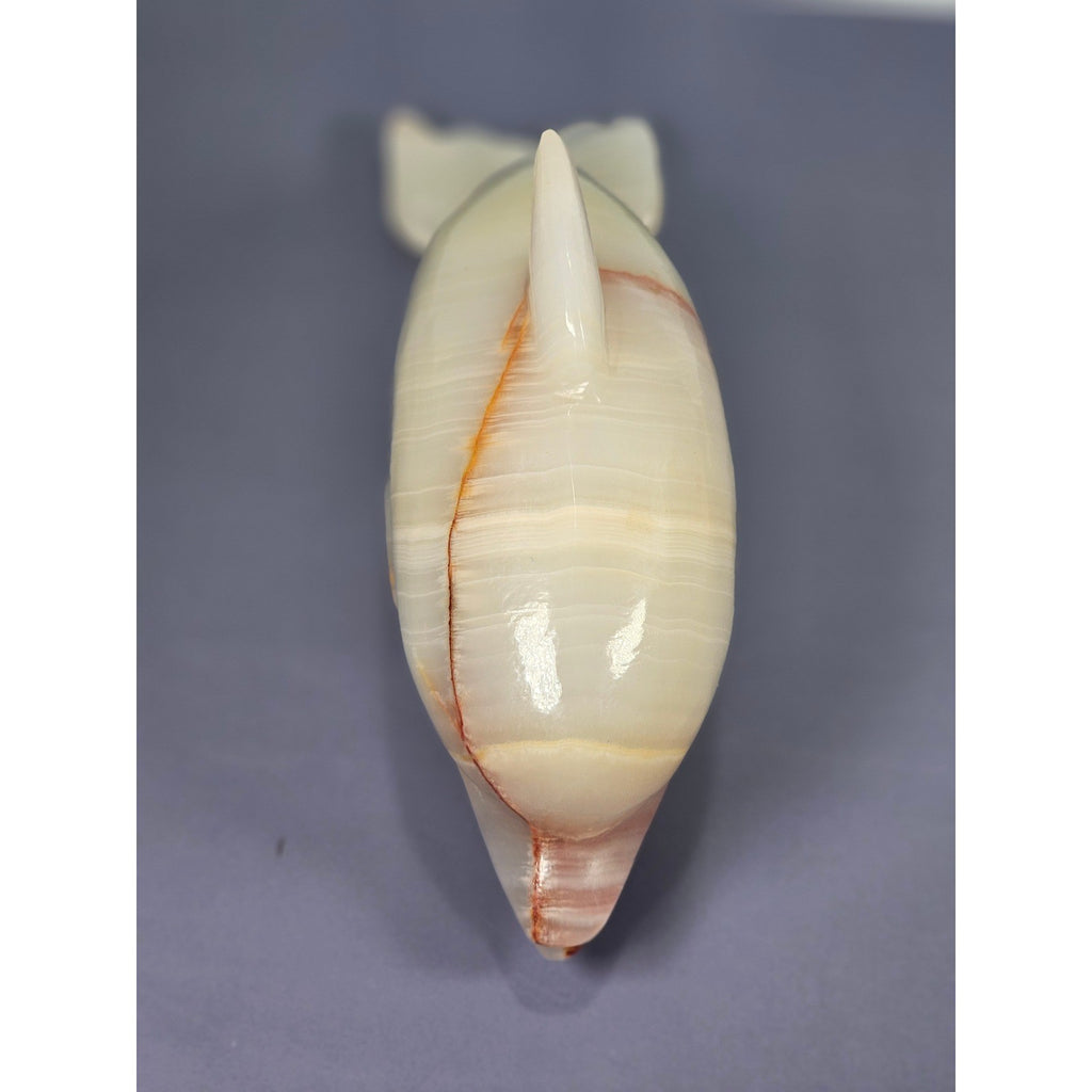 Hand Carved Onyx Dolphin Figurine Natural Stone Dolphin Statue Ocean Decor