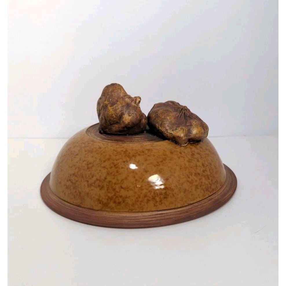 Ellen Evans Terrafirma Pottery Lid 1998 Garlic Brown Stoneware