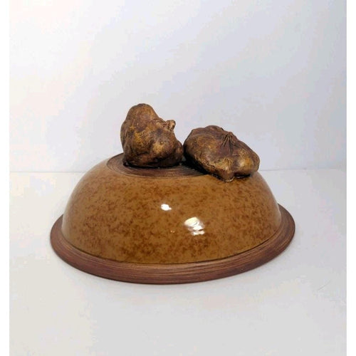 Ellen Evans Terrafirma Pottery Lid 1998 Garlic Brown Stoneware