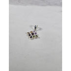 Vintage Sterling Silver Multi-Stone Gemstone Pendant, 925 Floral Design No Chain