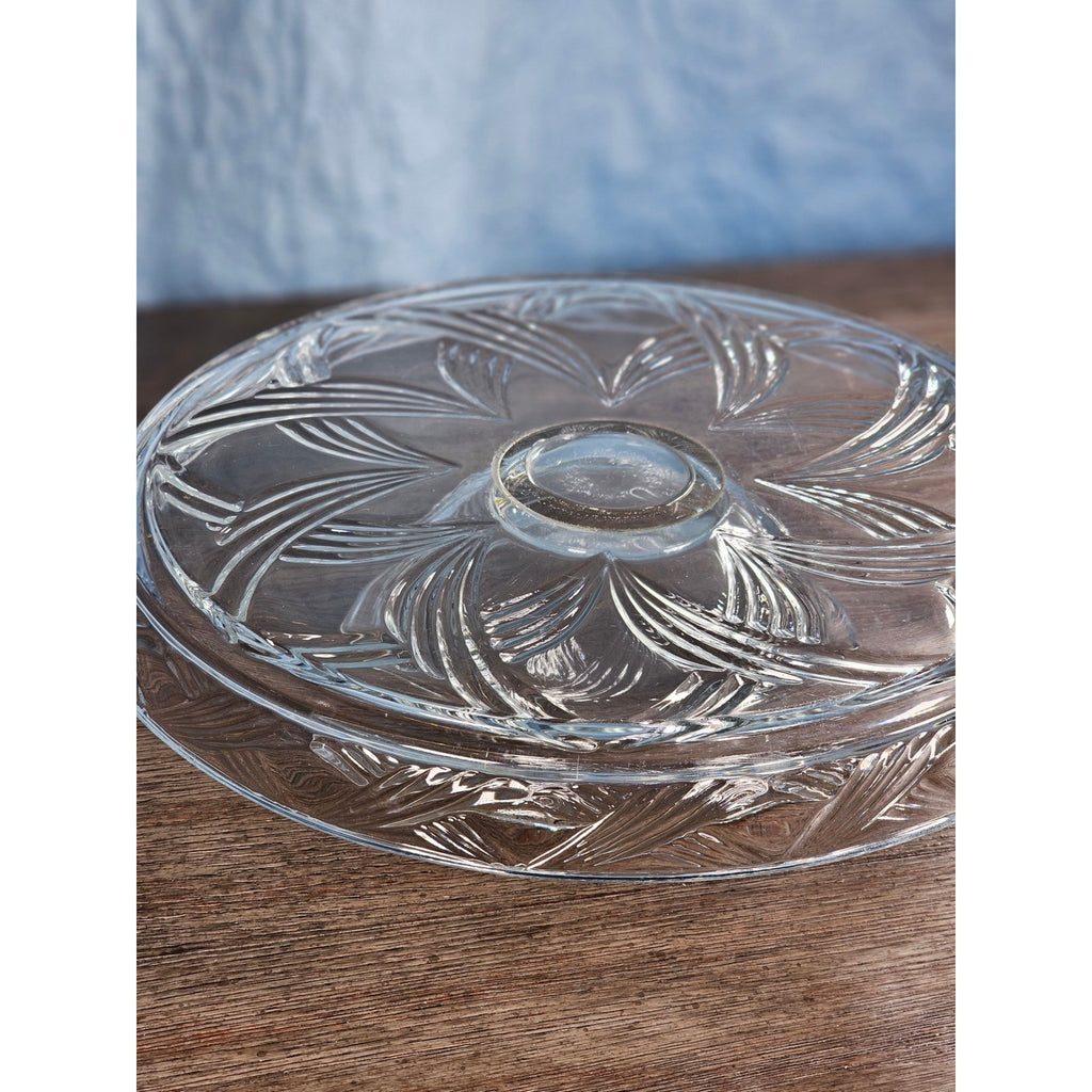 Vintage Pressed Glass Reversible Food Display Stand with Dip Bowl 11"