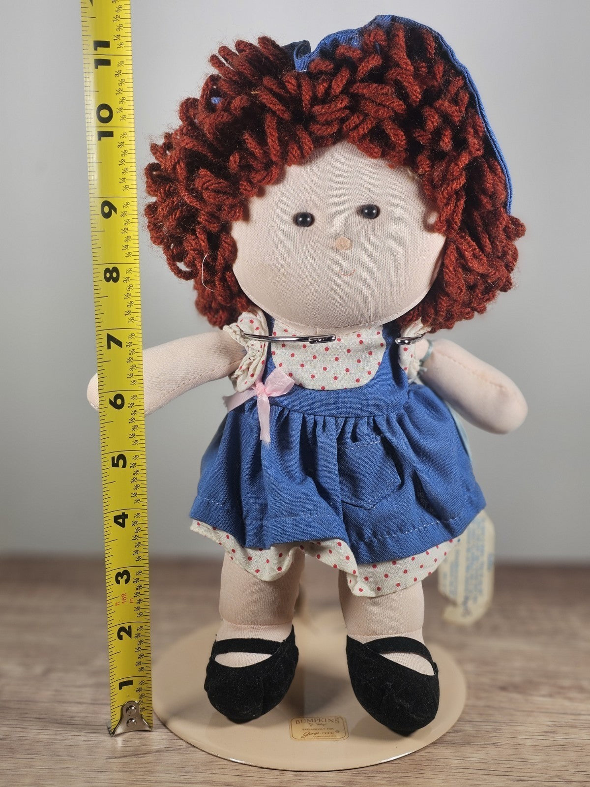 Vintage Russ Berrie "Amber" 1980s Cloth Doll With Original Hang Tag & Stand Polk