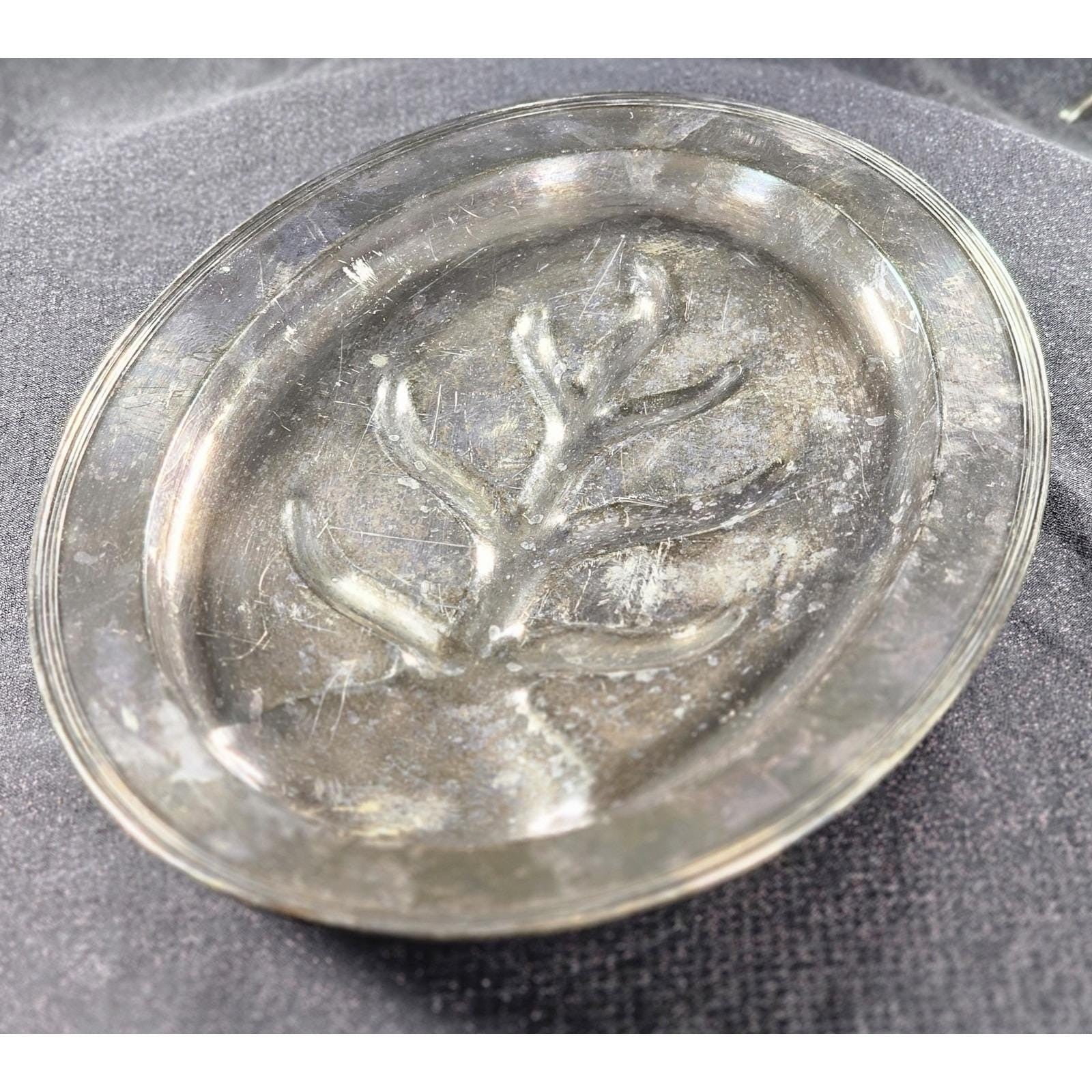 Vintage Silverplate Oval Platter 16"x11" with Well & Tree of Life Etch