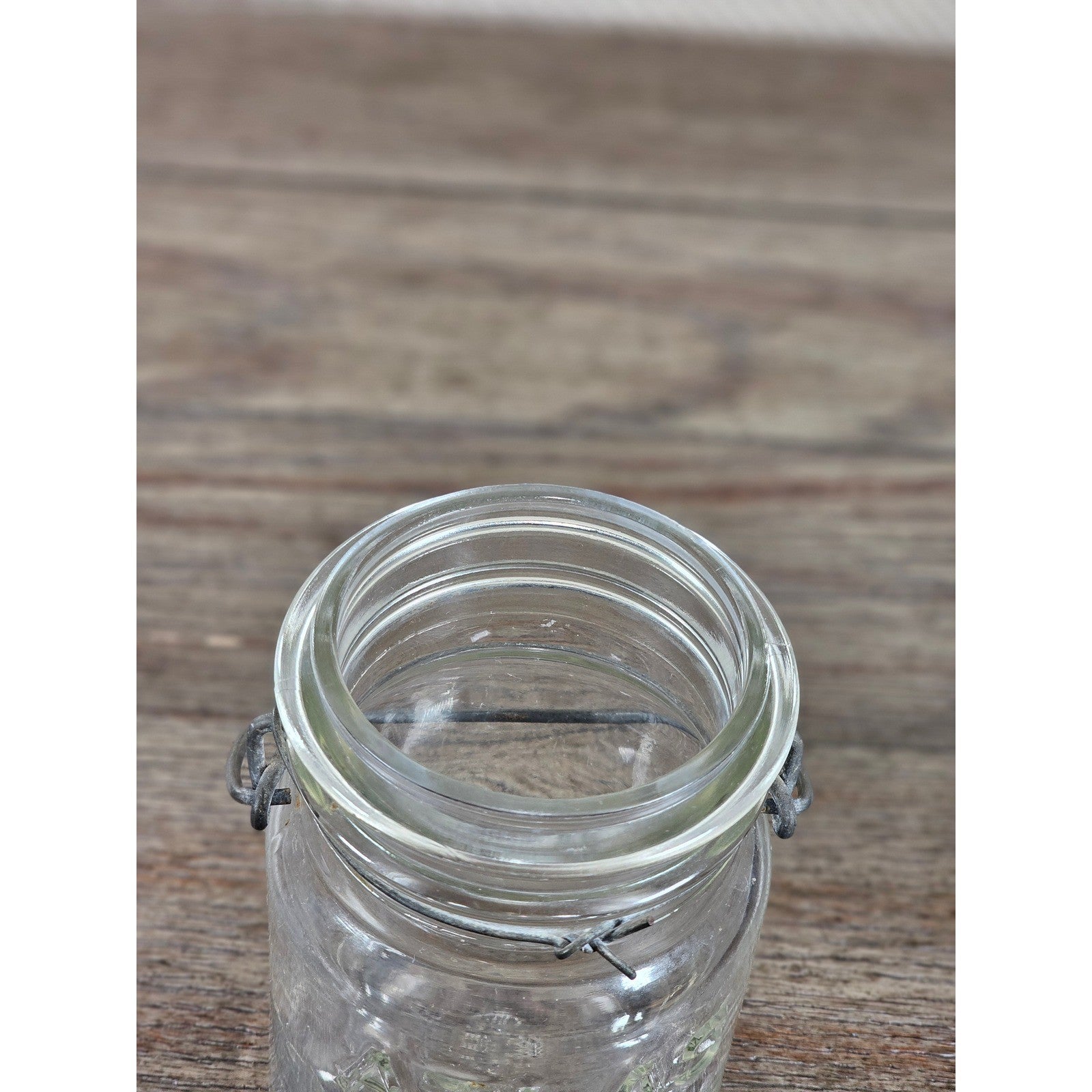 Vintage Atlas E-Z Seal Glass Jar Wire Bail Lid 5x3 Clear Embossed