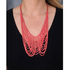 Vintage Multi-Strand Pink Seed Bead Statement Necklace