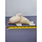 Hand Carved Onyx Dolphin Figurine Natural Stone Dolphin Statue Ocean Decor