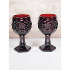 Vintage Avon Cape Cod Ruby Red Wine Goblets Set of 2 1970s Glassware