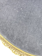 Vintage Oval Mirror Vanity Tray With Ornate Gold Filigree Design
