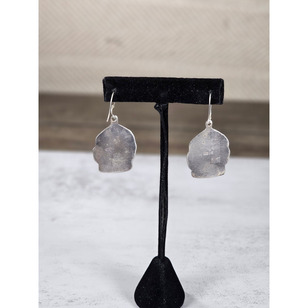 Vintage Sterling Buddha Head Dangle Earrings Spiritual Boho