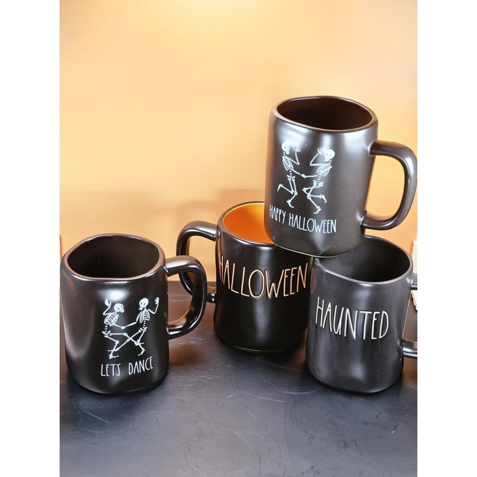 Rae Dunn Magenta Halloween Mug Set of 4 Black Orange Skeleton Mugs