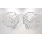 Vintage Crystal Candlestick Holders Diamond Cut Pair 7.5 Inch