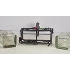 Vintage Oil Vinegar Cruet Set Glass Bottles Metal Caddy