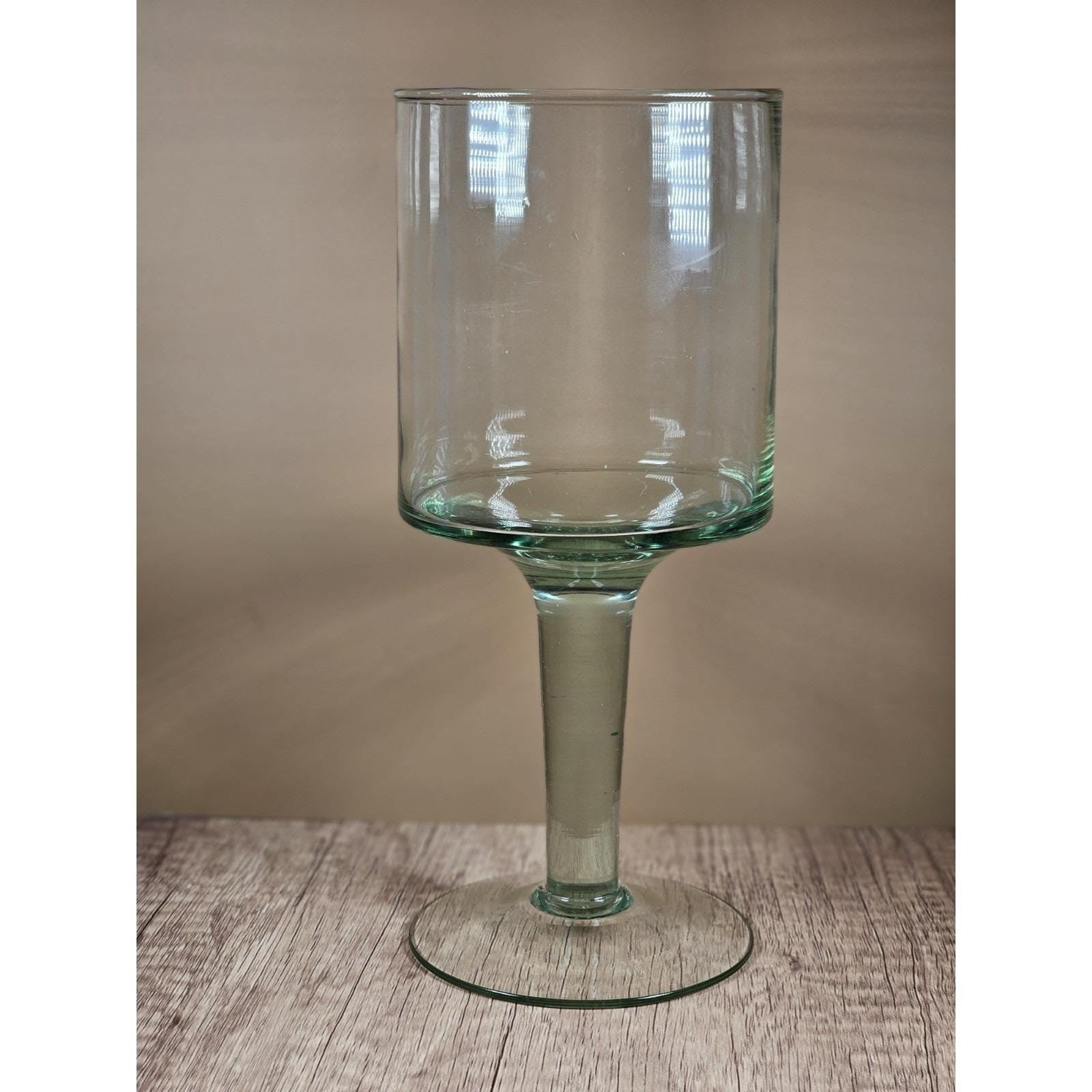 Vintage Glass Hurricane Candle Holder Pedestal Vase Clear Glass