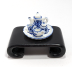 Dollhouse Tea Set with Blue White Floral Ceramic 1:12 Scale Miniature