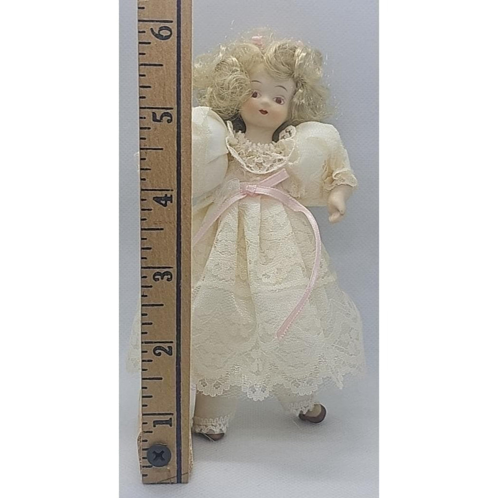1984 Kurt Adler Gramercy Park Porcelain Doll Lace Dress 6 Inch