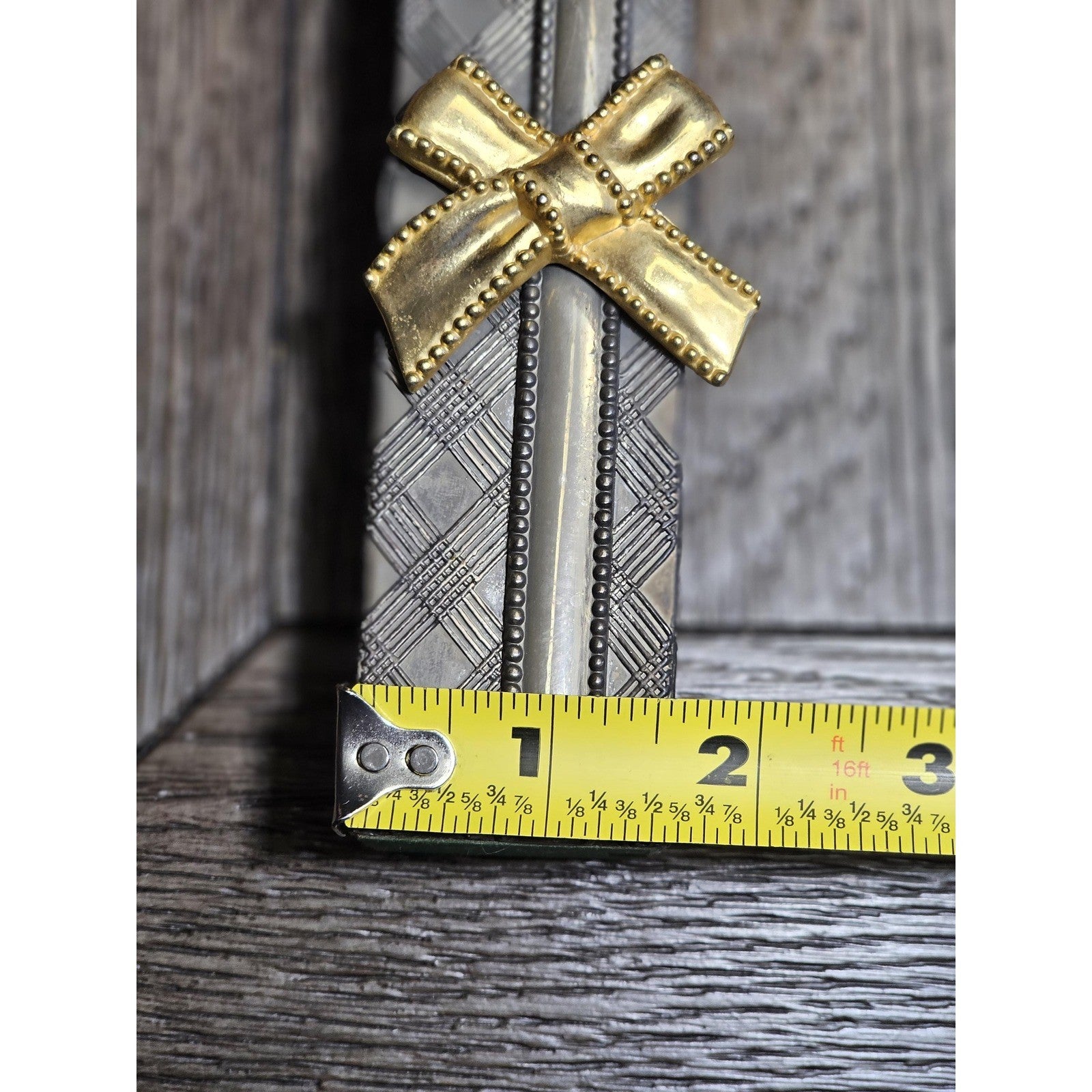 Vintage Godinger Silver Plated Bud Vase with Gold Bow 1991 Black Metal Decor