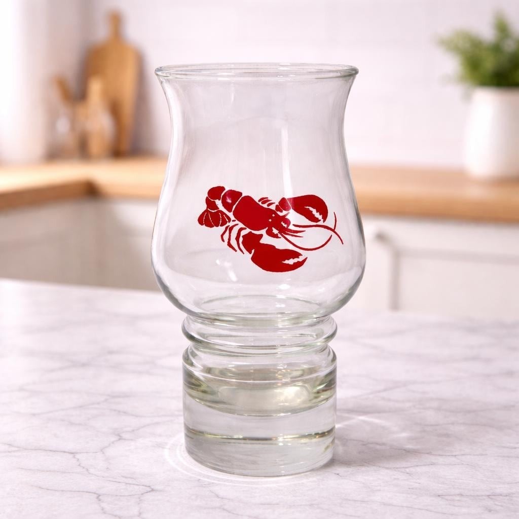 Libbey Lobster Glass 1980s Nautical Hurricane Barware