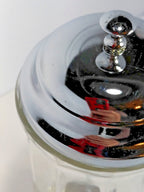 Glass Straw Holder With Chrome Plated Lid Barber Comb Holder Jar