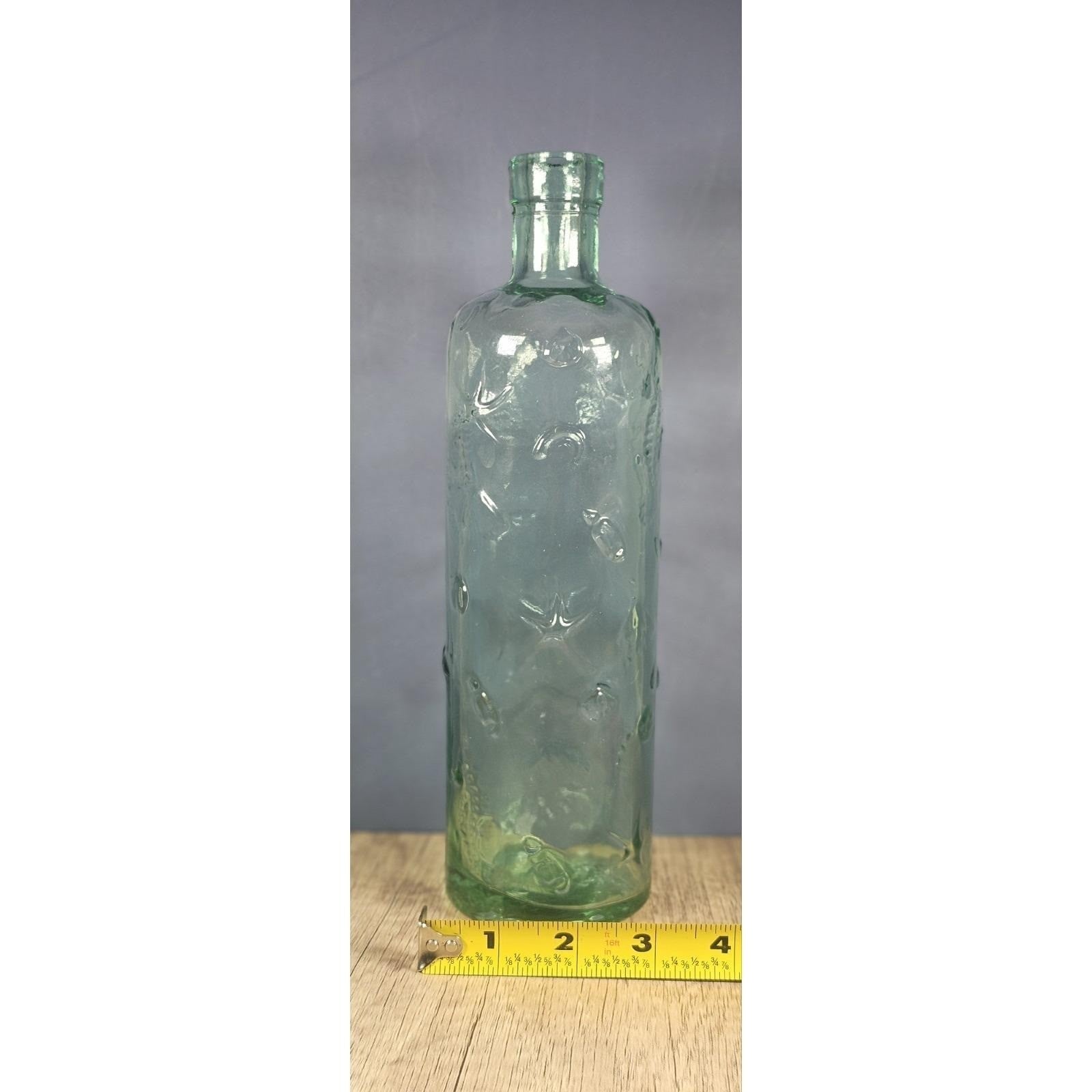 Vintage Blown Glass Bottle Seahorse Starfish Coastal Decor 10.5