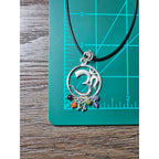 Vintage Sterling Om Pendant Necklace with Chakra Bead Fringe