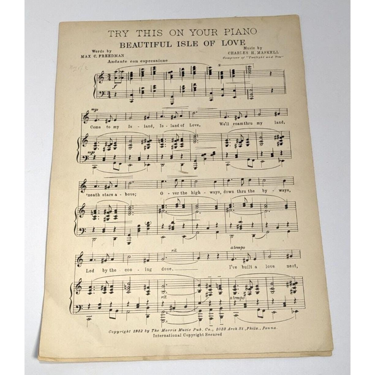 Cuckoo Song Sheet Music W Popp 1932 Vintage Piano Music