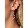 Vintage Sterling Silver Peace Sign Dangle Earrings 925 Beaded