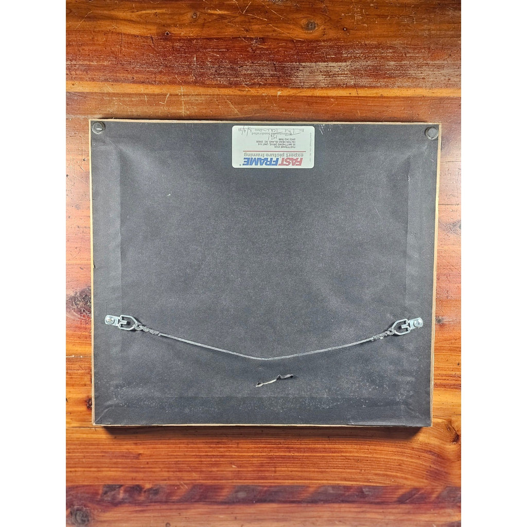 Vintage Framed Coastal Lighthouse Print Signed William Mangum 13.5x12