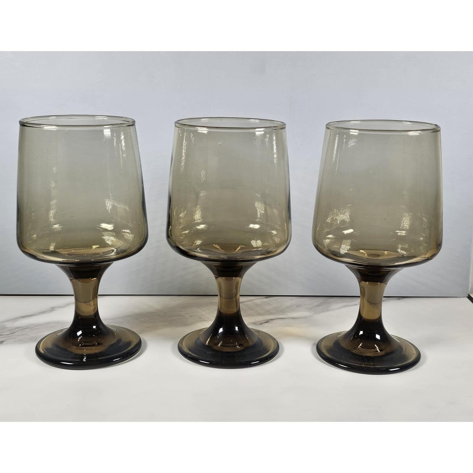 Libbey Tawny Accent Wine Glasses Set of 3 Smokey Amber