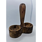 Vintage Wooden Salt & Pepper Holder Rustic Farmhouse Kitchen Stand