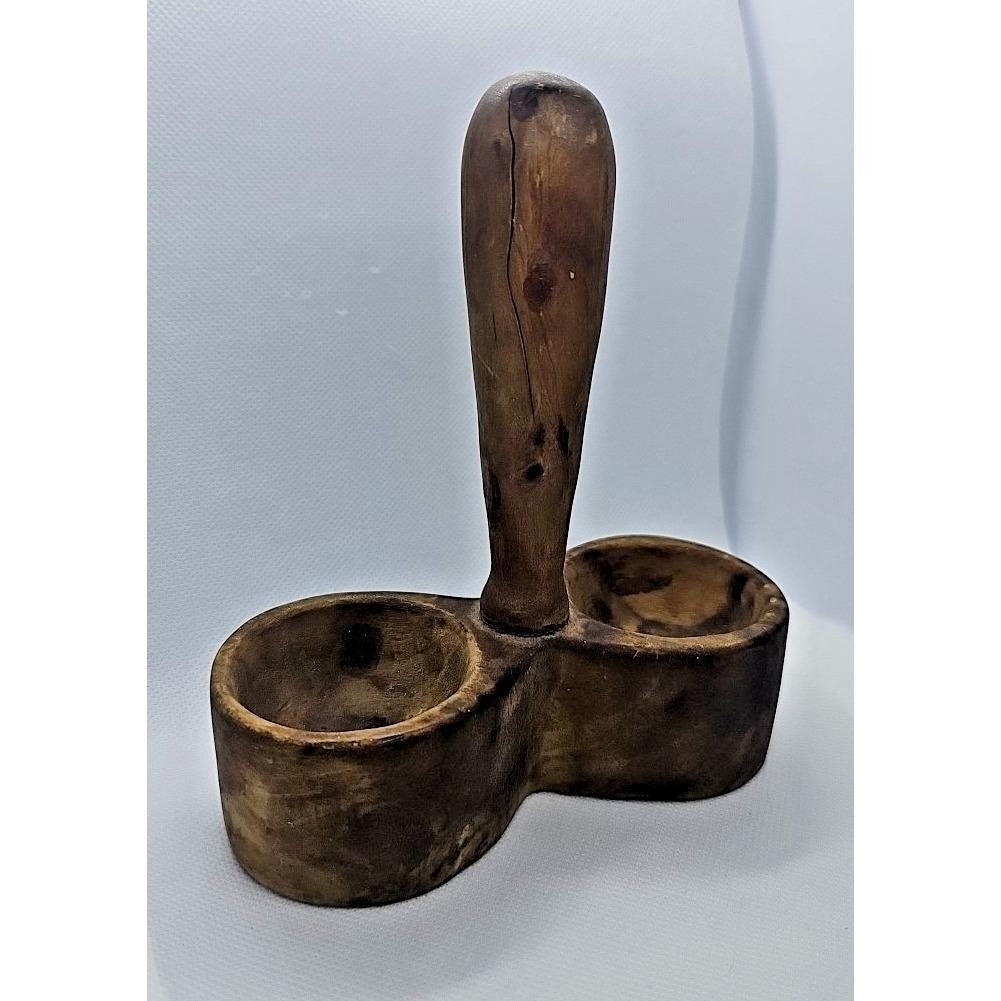 Vintage Wooden Salt & Pepper Holder Rustic Farmhouse Kitchen Stand