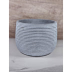 Minimalist Cement Planter with Ribbed Texture Modern Gray Pot