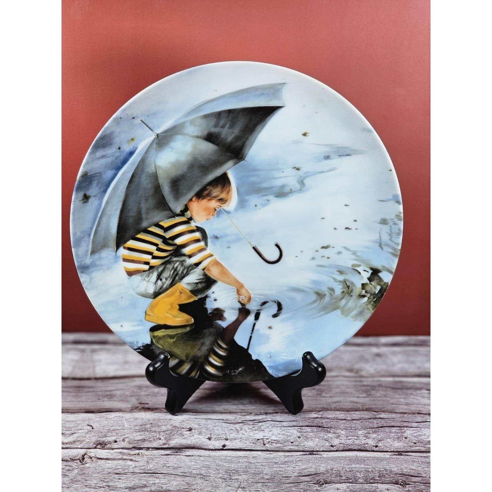 Vintage Donald Zolan Child Umbrella Plate 8.5" Pemberton & Oakes