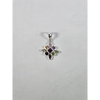Vintage Sterling Silver Multi-Stone Gemstone Pendant, 925 Floral Design No Chain