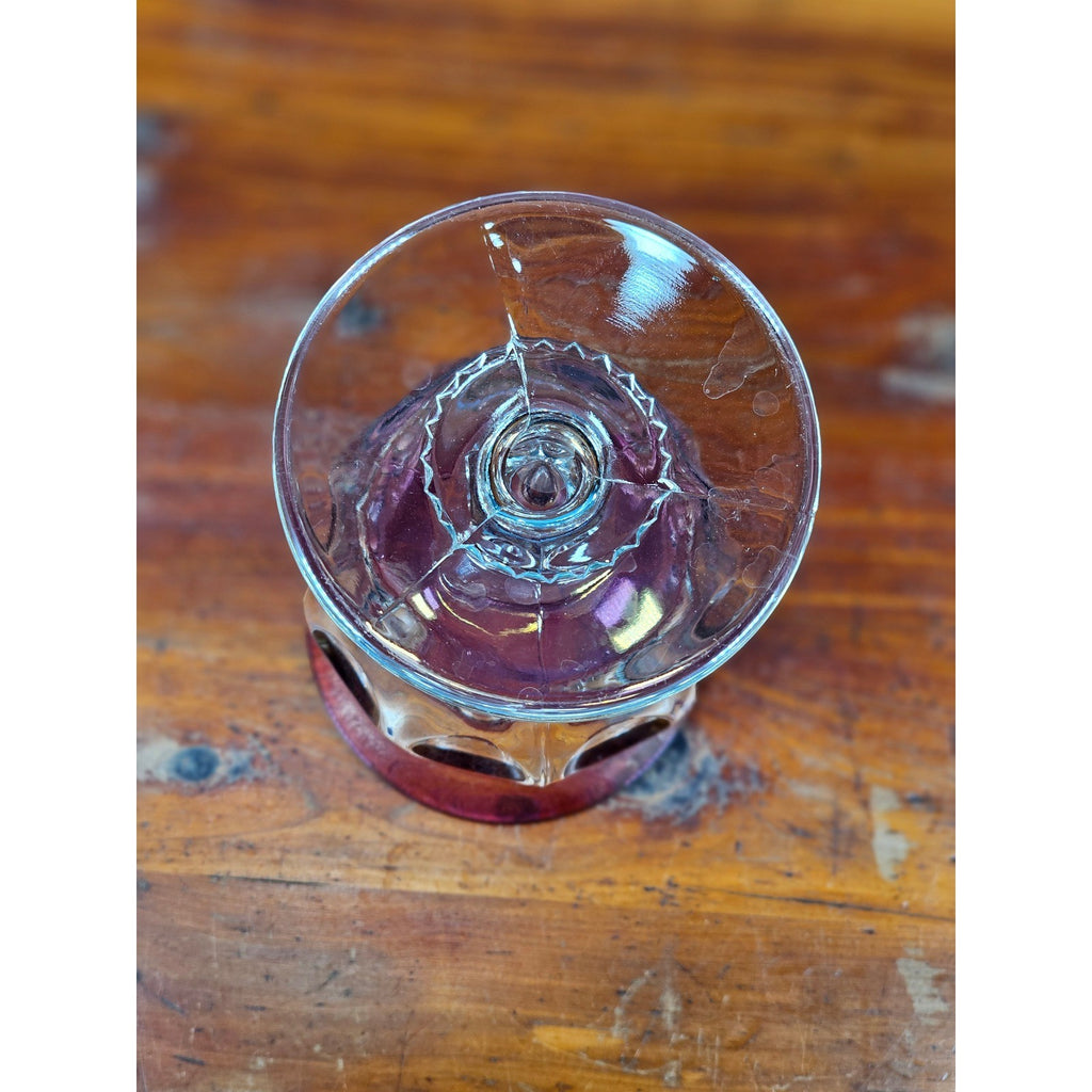 Vintage Amethyst Overlay Hobnail Wine Glass Purple Crystal Goblet