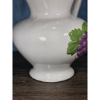 Vintage Ceramic Pitcher with Grape Design | White Pottery Vase Creamer